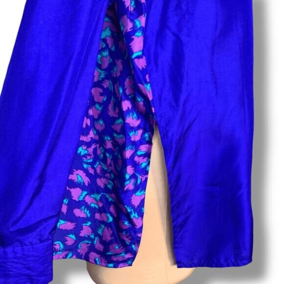 Vintage Diane Gilman Silk Leopard Animal Print Sequin Sheer Blouse Electric Blue - Picture 4 of 10